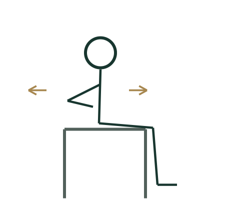 Simplified movement schematic for Easy lower-rib breathing; follow the adjacent instructions and adaptations