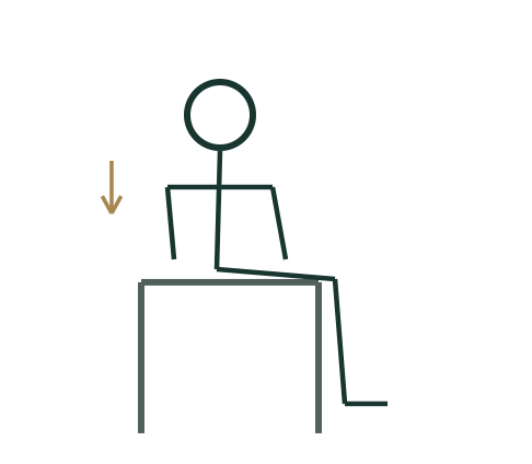 Simplified movement schematic for Gentle shoulder lift and settle; follow the adjacent instructions and adaptations