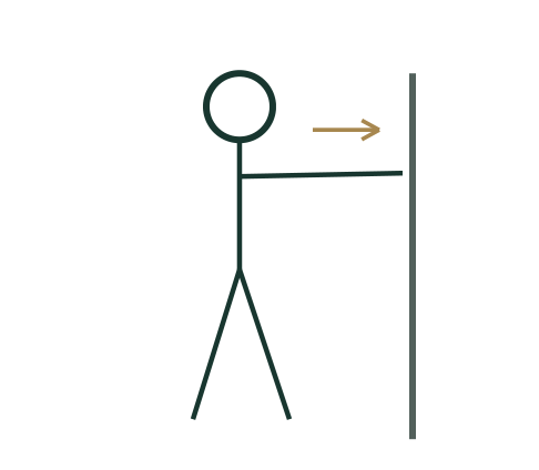 Simplified movement schematic for Light wall press and release; follow the adjacent instructions and adaptations