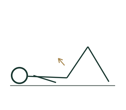 Simplified movement schematic for Small pelvic rocking; follow the adjacent instructions and adaptations
