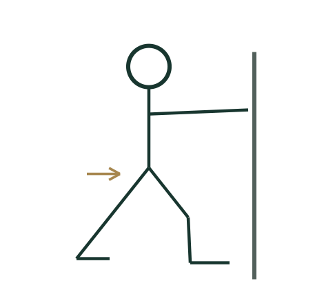 Simplified movement schematic for Supported short split stance; follow the adjacent instructions and adaptations